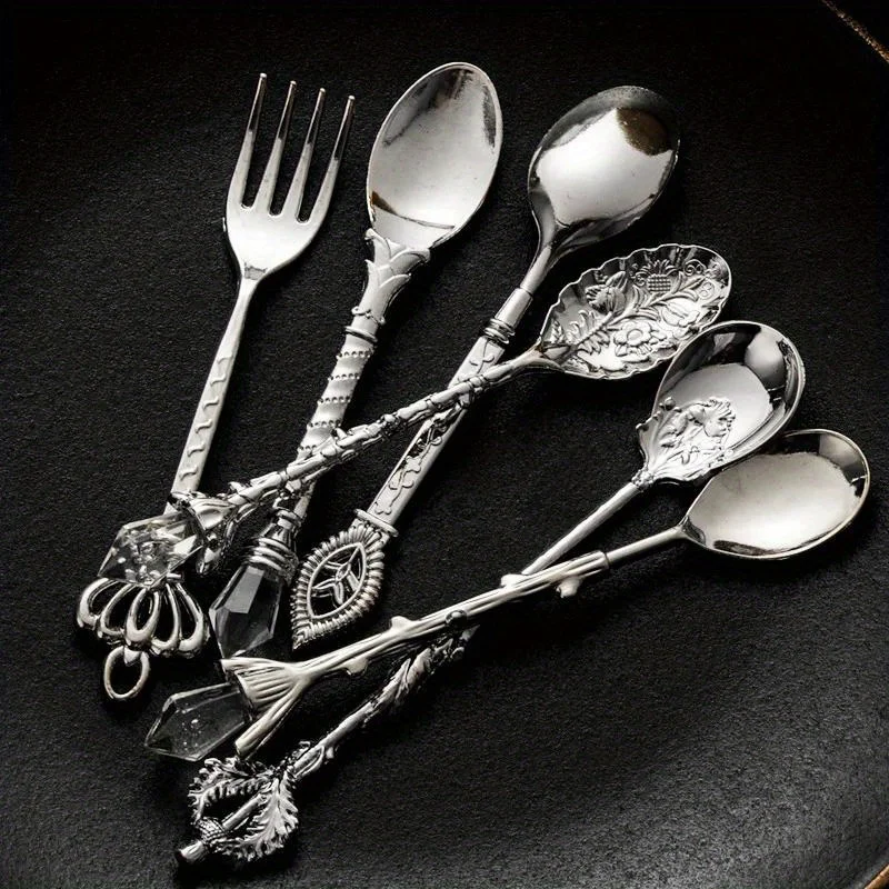 6 pçs vintage colheres garfo e - Kitchen Gadgets Gold avaliação e preço