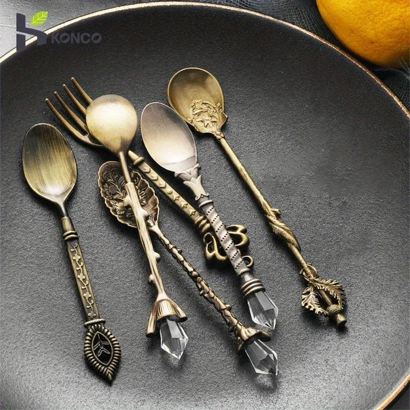 6 pçs vintage colheres garfo e - Kitchen Gadgets Gold avaliação e preço